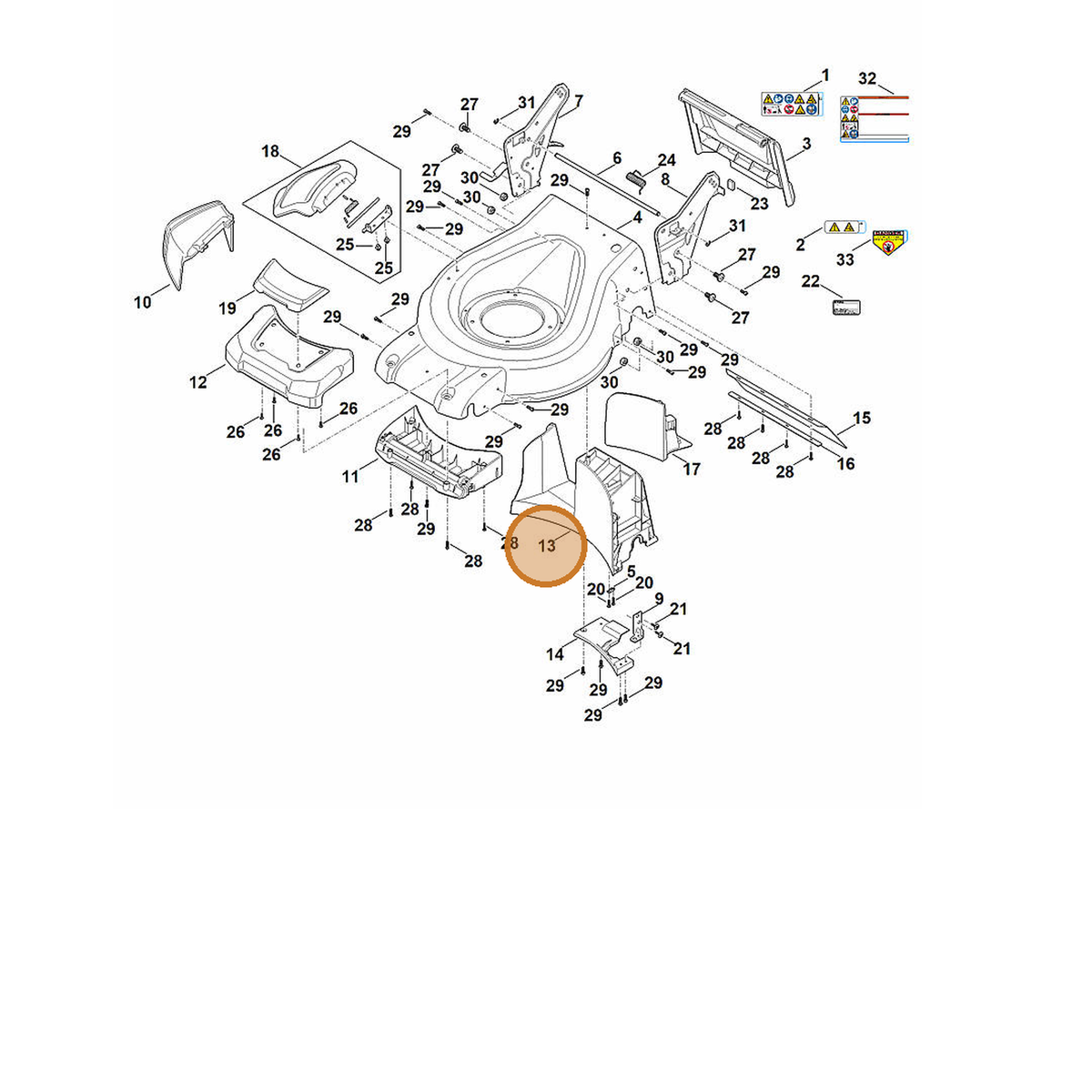 STIHL part 6372-706-0745 — IPL diagram snippet (6x zoom, amber highlight)