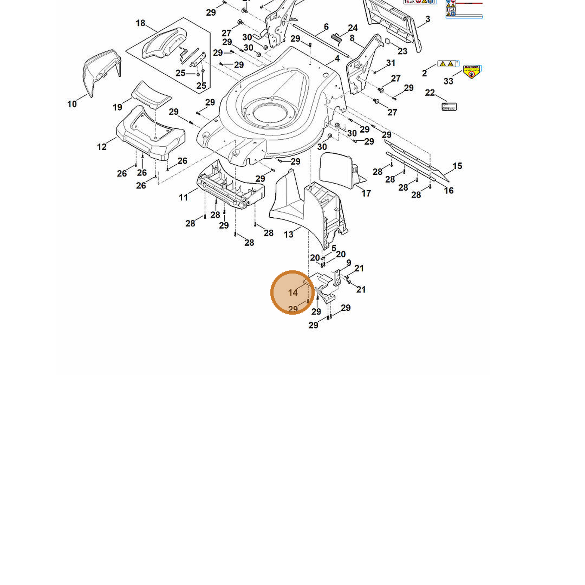 STIHL part 6372-706-0750 — IPL diagram snippet (6x zoom, amber highlight)