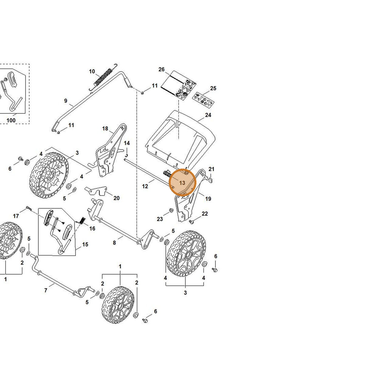STIHL part 6372-708-4500 — IPL diagram snippet (6x zoom, amber highlight)