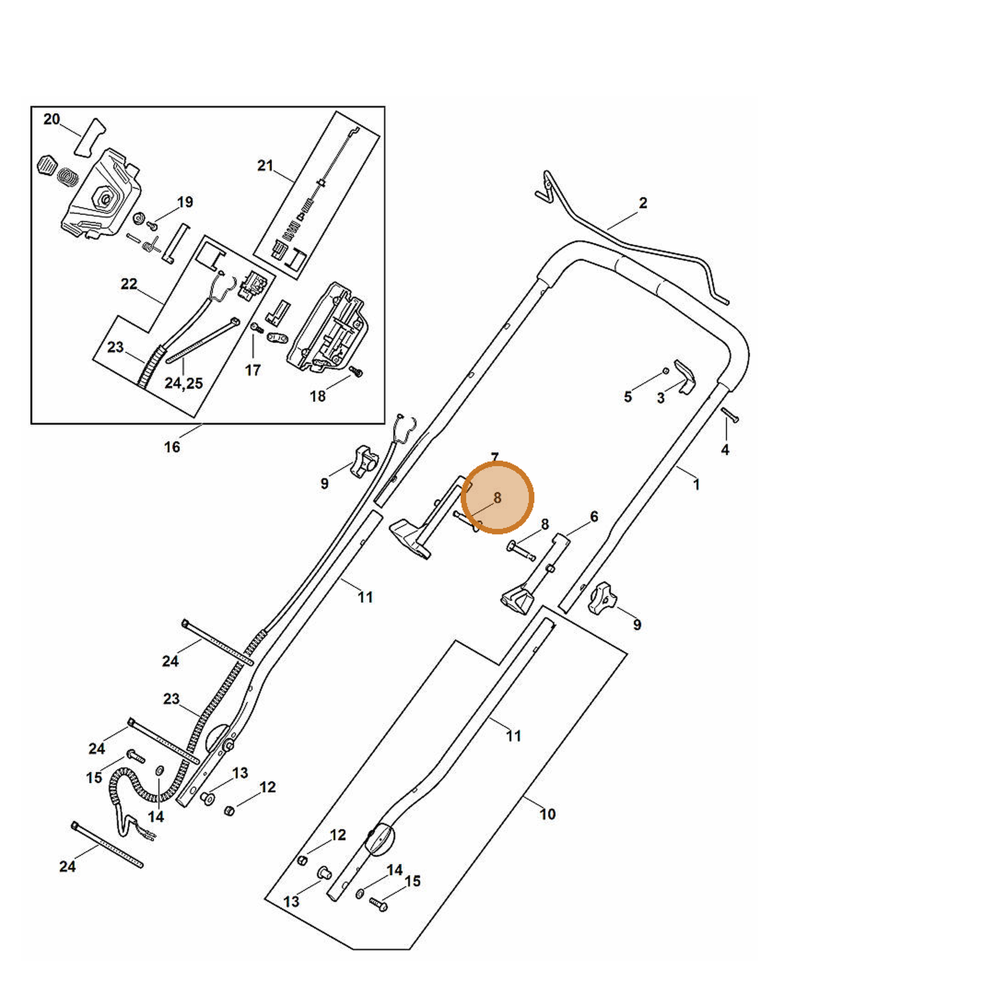 STIHL part 6372-708-5105 — IPL diagram snippet (6x zoom, amber highlight)