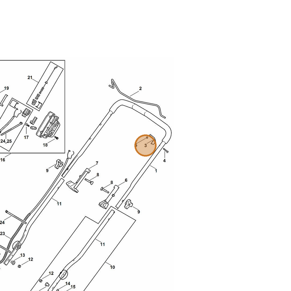 STIHL part 6372-760-0400 — IPL diagram snippet (6x zoom, amber highlight)