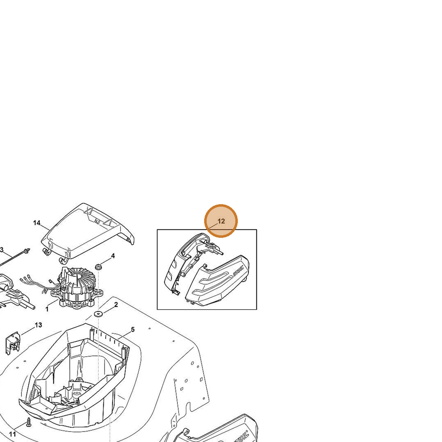 STIHL part 6372-760-2290 — IPL diagram snippet (6x zoom, amber highlight)