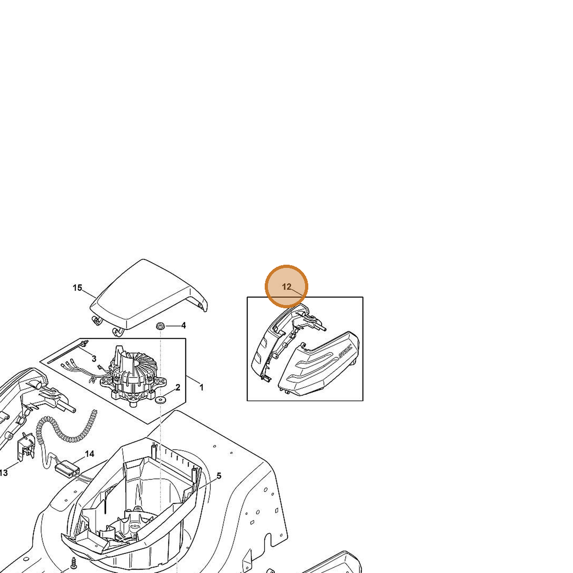 STIHL part 6372-760-2295 — IPL diagram snippet (6x zoom, amber highlight)