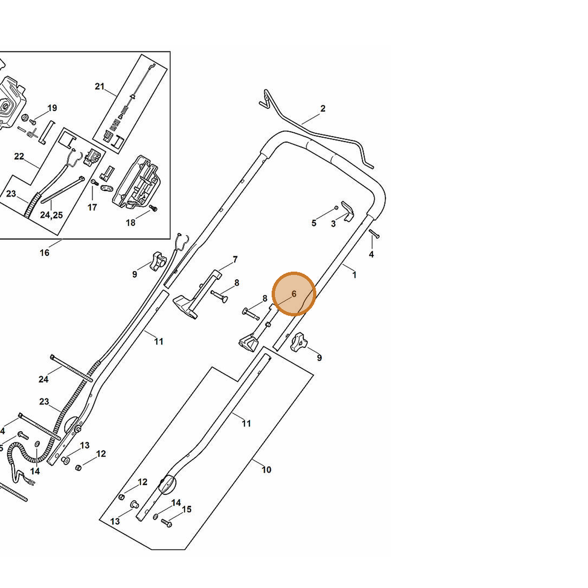 STIHL part 6372-763-3805 — IPL diagram snippet (6x zoom, amber highlight)