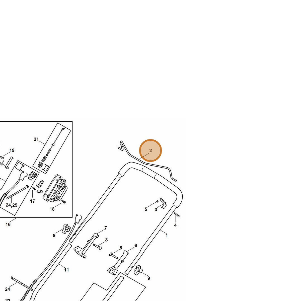 STIHL part 6372-764-0200 — IPL diagram snippet (6x zoom, amber highlight)