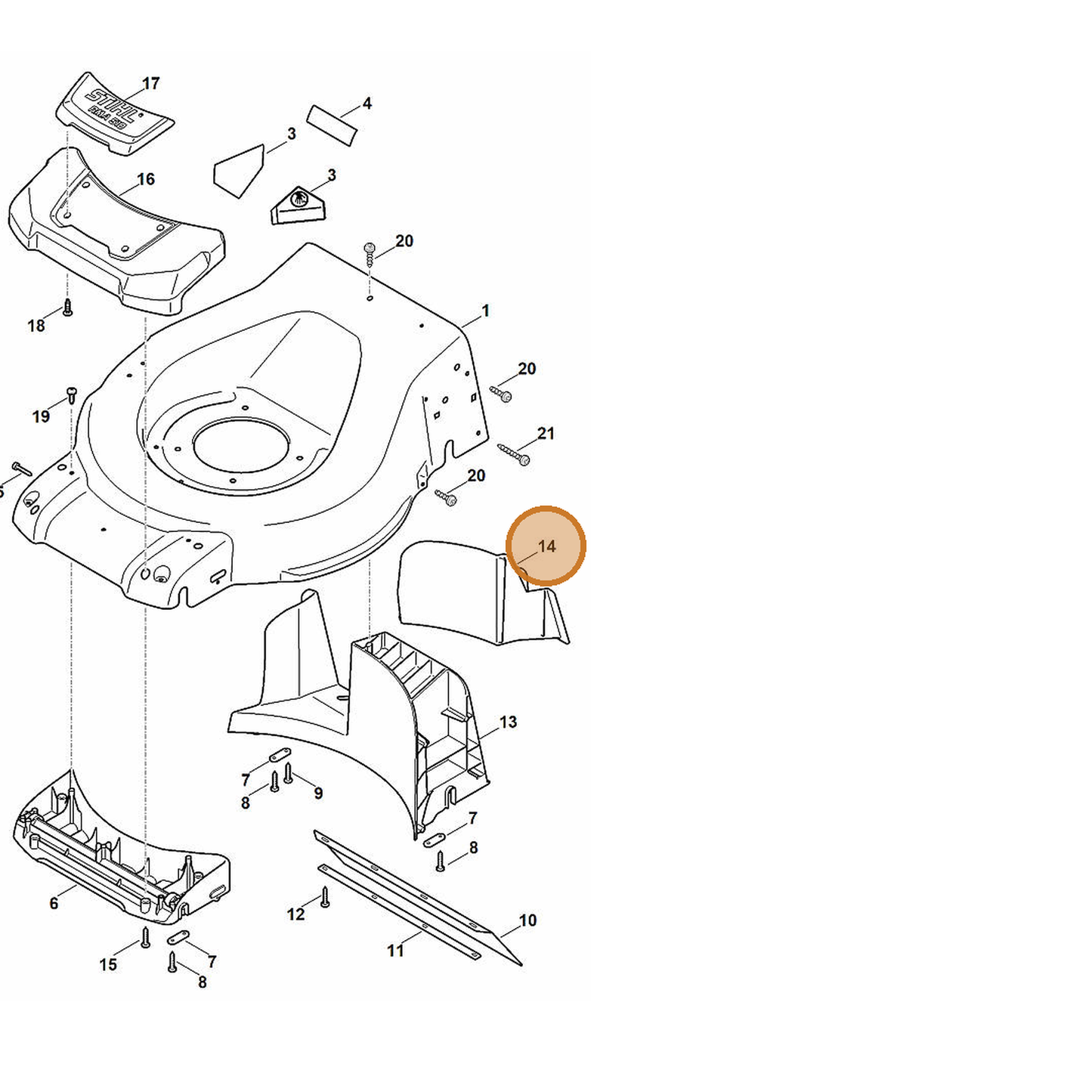 STIHL part 6372-766-8300 — IPL diagram snippet (6x zoom, amber highlight)