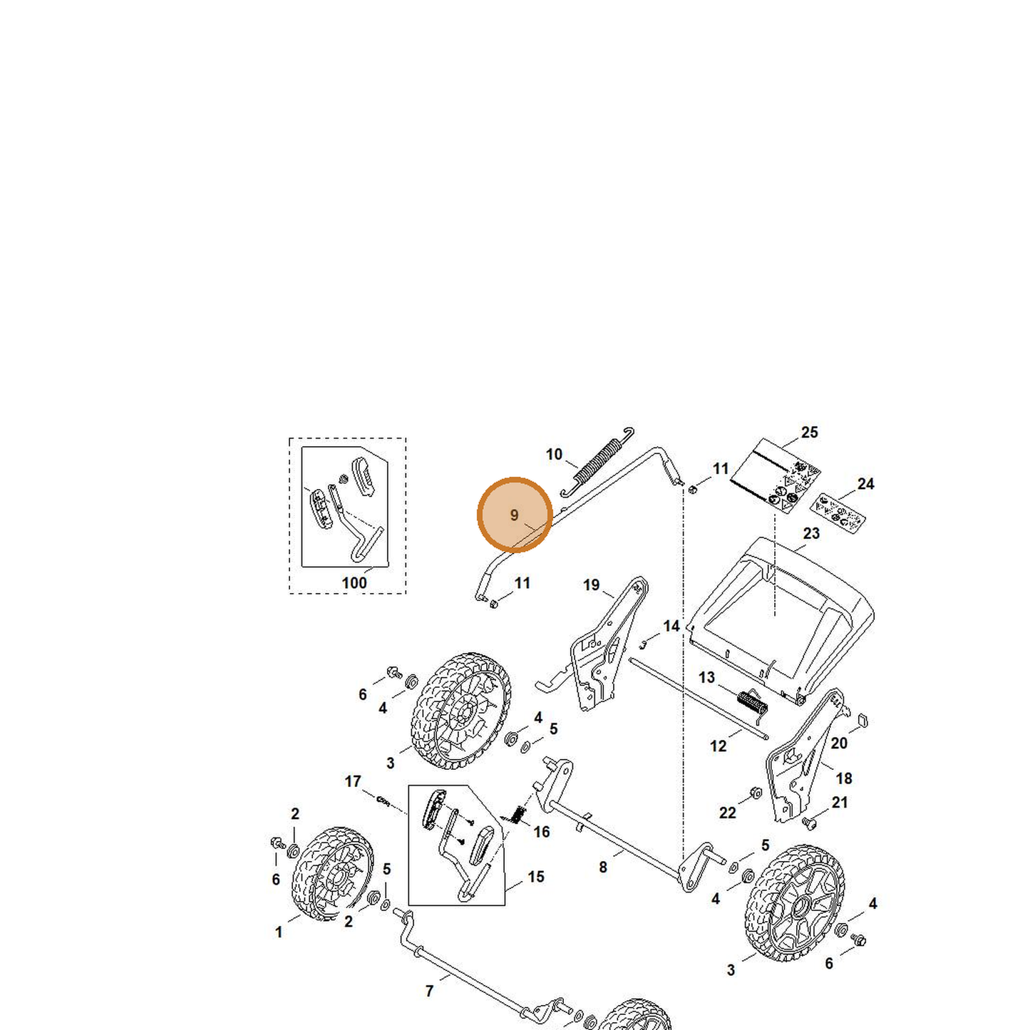 STIHL part 6372-780-0400 — IPL diagram snippet (6x zoom, amber highlight)