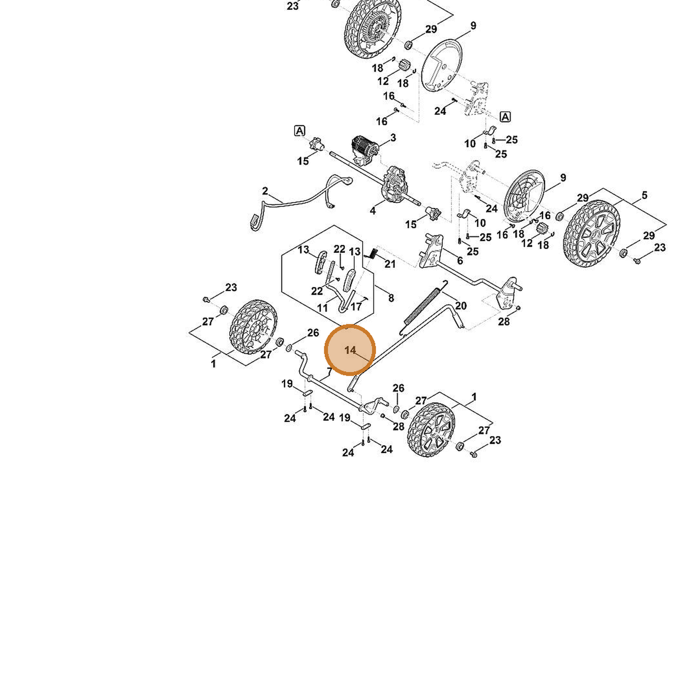 STIHL part 6372-780-0405 — IPL diagram snippet (6x zoom, amber highlight)