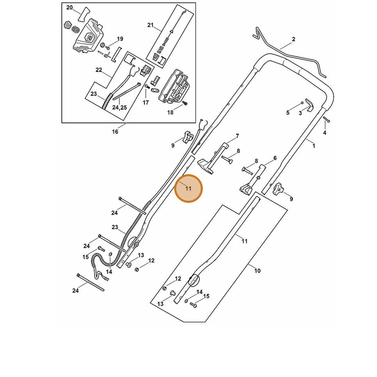 STIHL part 6372-780-2800 — IPL diagram snippet (6x zoom, amber highlight)