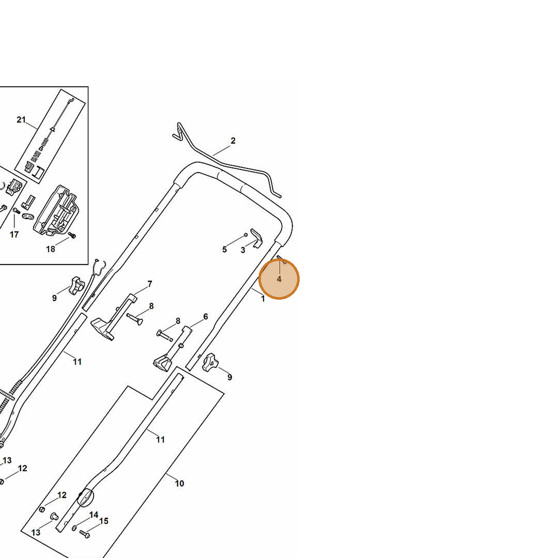 STIHL part 6372-951-3510 — IPL diagram snippet (6x zoom, amber highlight)