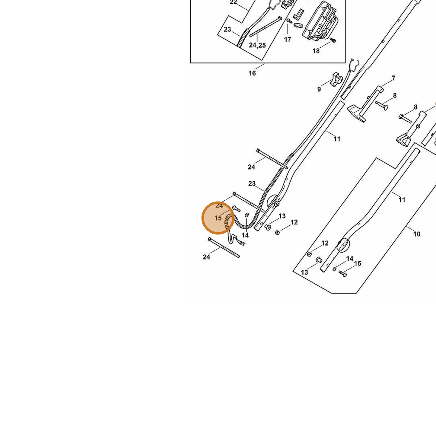 STIHL part 6372-951-3515 — IPL diagram snippet (6x zoom, amber highlight)
