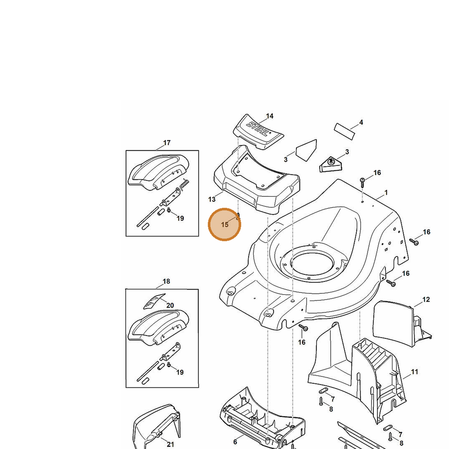 STIHL part 6372-951-3530 — IPL diagram snippet (6x zoom, amber highlight)