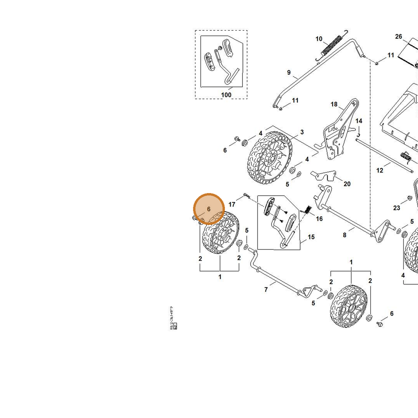 STIHL part 6372-951-3550 — IPL diagram snippet (6x zoom, amber highlight)