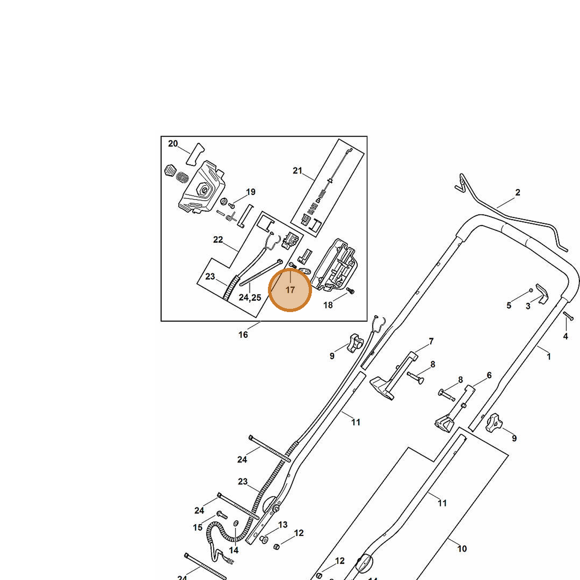 STIHL part 6372-951-3555 — IPL diagram snippet (6x zoom, amber highlight)