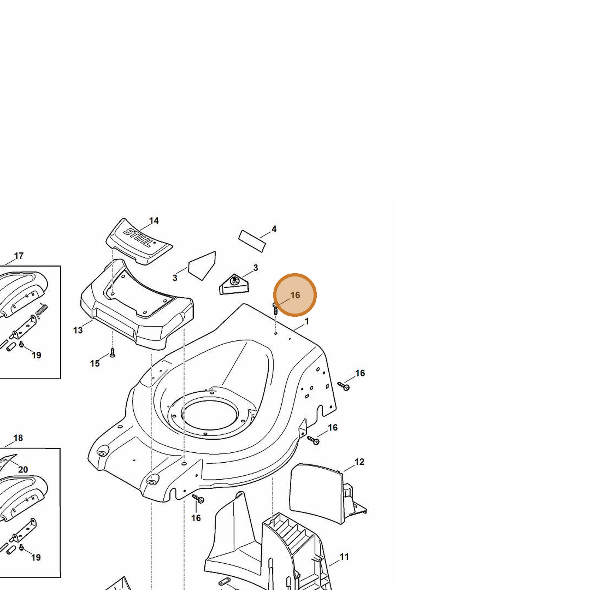 STIHL part 6372-951-3570 — IPL diagram snippet (6x zoom, amber highlight)