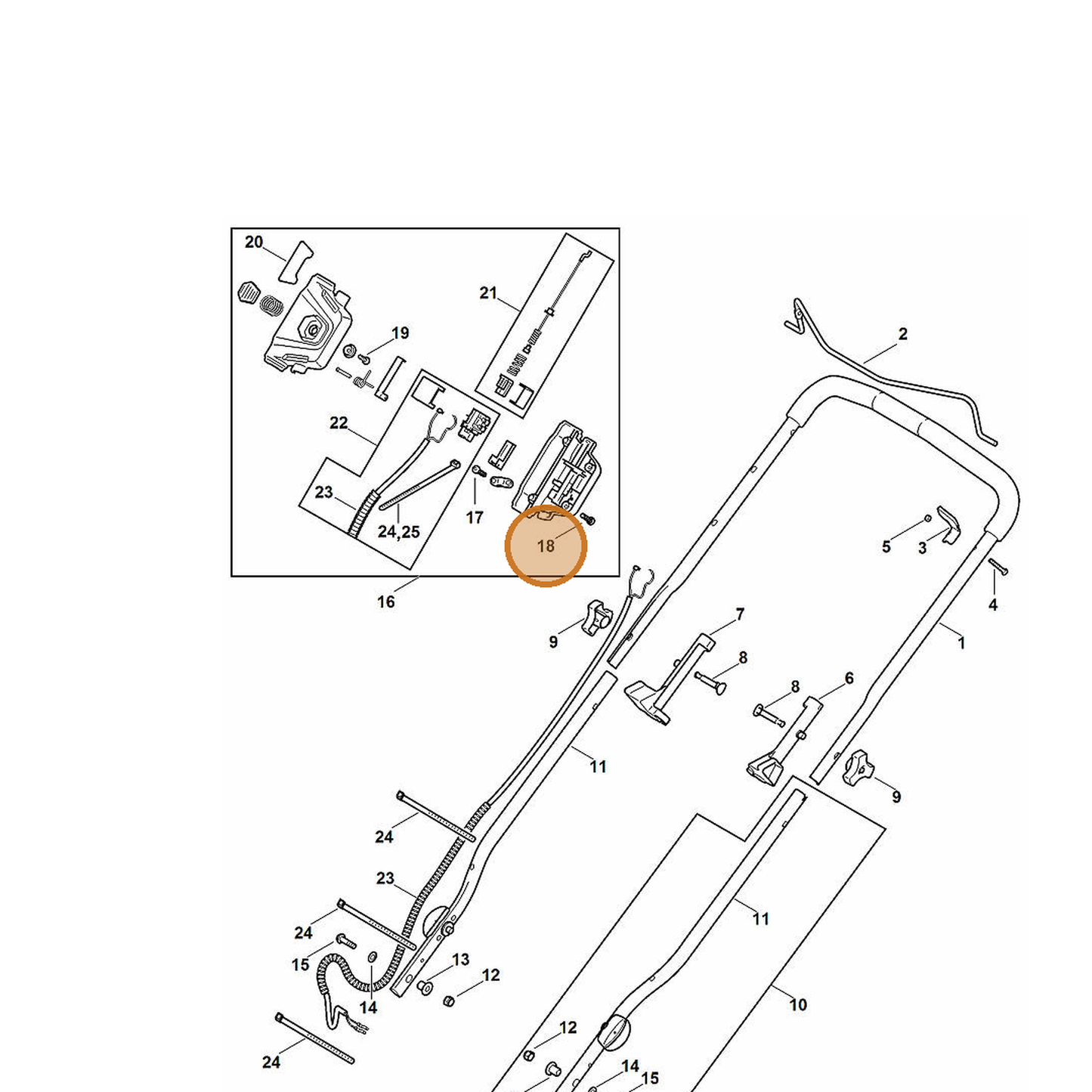 STIHL part 6372-951-3590 — IPL diagram snippet (6x zoom, amber highlight)
