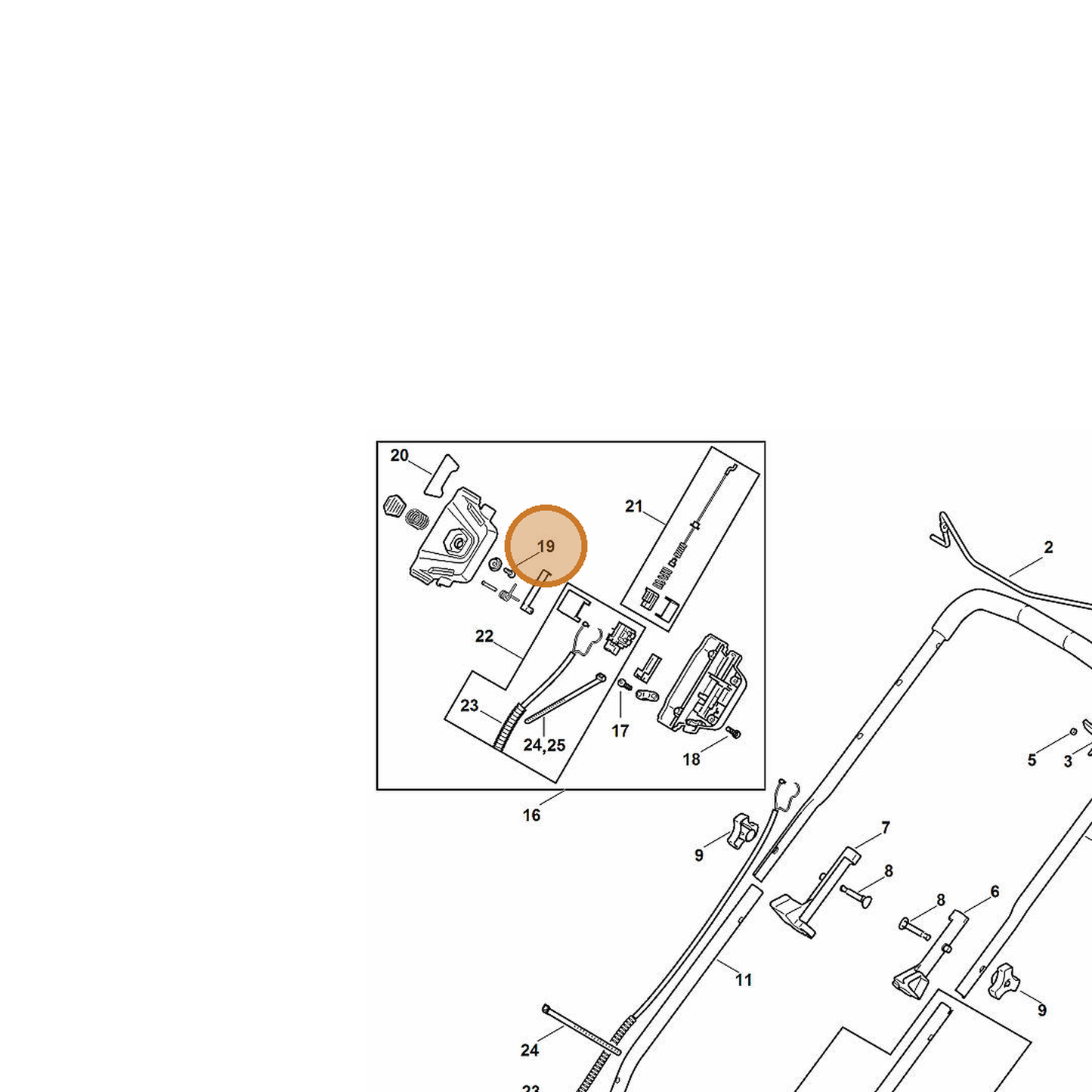 STIHL part 6372-951-3595 — IPL diagram snippet (6x zoom, amber highlight)