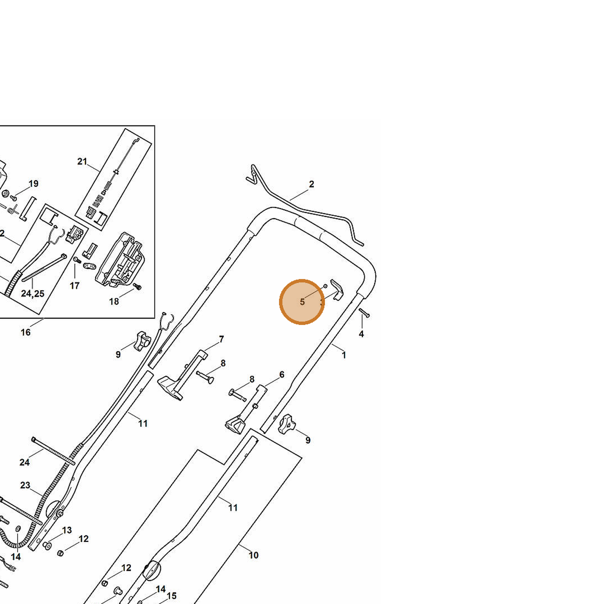 STIHL part 6372-955-0905 — IPL diagram snippet (6x zoom, amber highlight)