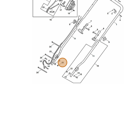 STIHL part 6372-955-0910 — IPL diagram snippet (6x zoom, amber highlight)