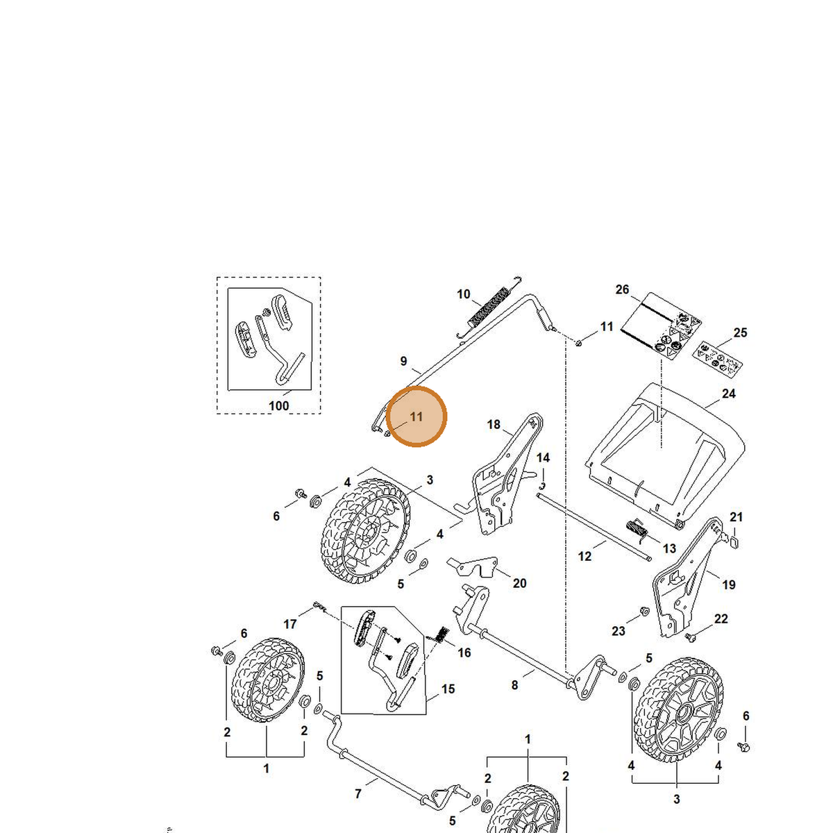 STIHL part 6372-955-0915 — IPL diagram snippet (6x zoom, amber highlight)