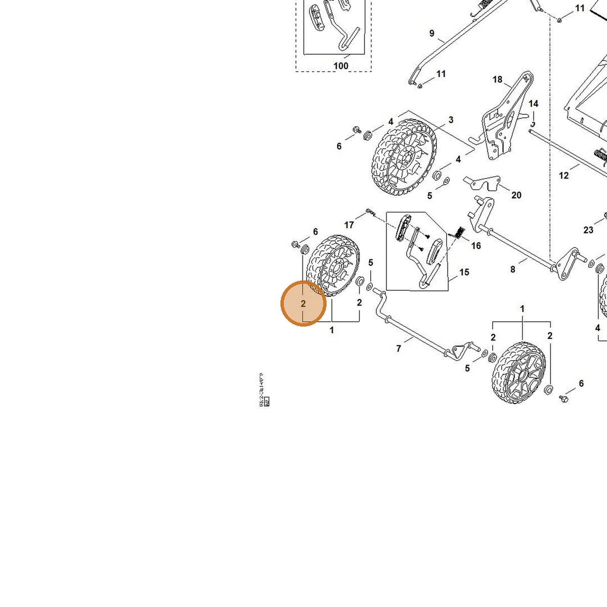 STIHL part 6372-984-0400 — IPL diagram snippet (6x zoom, amber highlight)