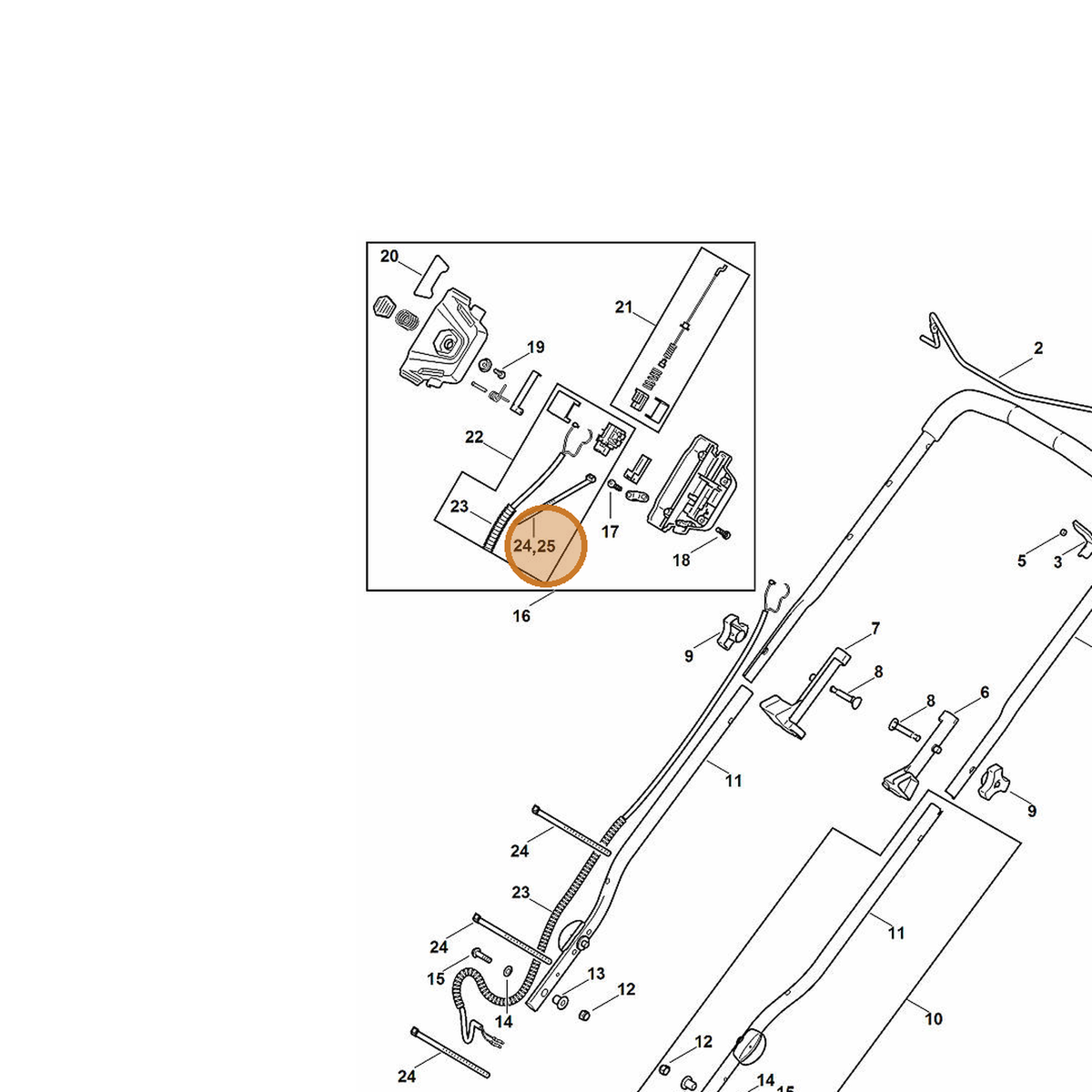 STIHL part 6372-988-9210 — IPL diagram snippet (6x zoom, amber highlight)