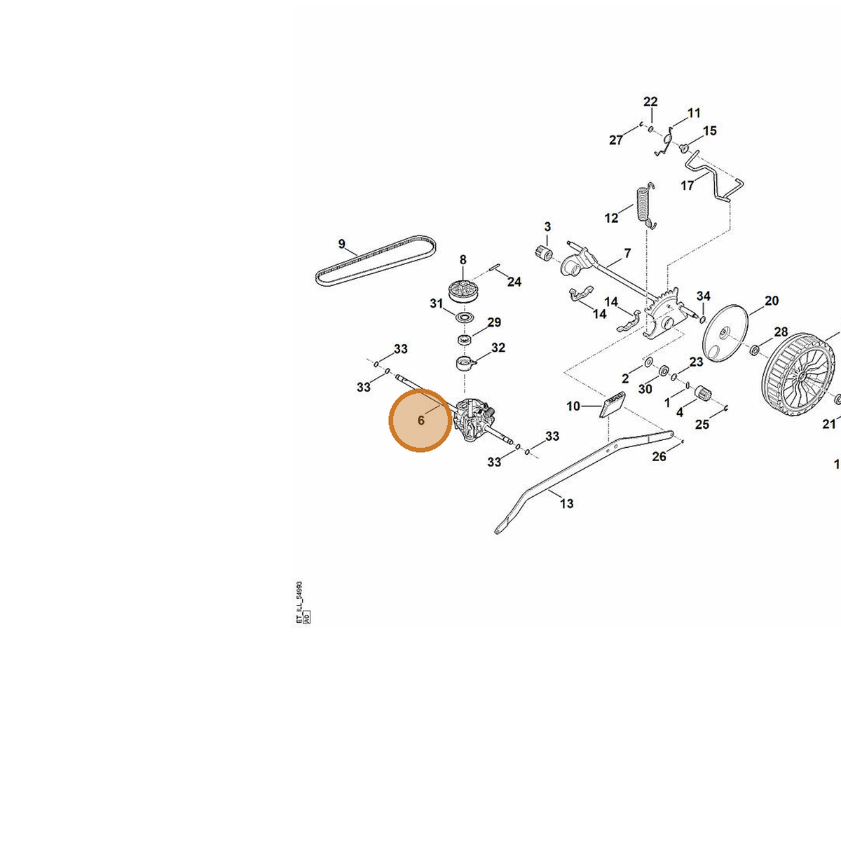 STIHL part 6374-640-0120 — IPL diagram snippet (6x zoom, amber highlight)