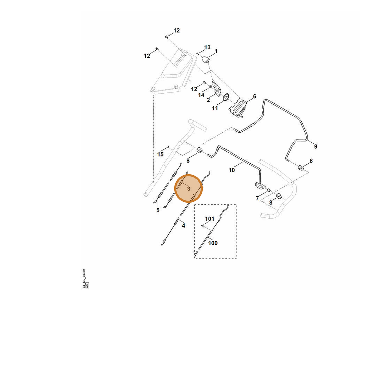 STIHL part 6374-700-7500 — IPL diagram snippet (6x zoom, amber highlight)