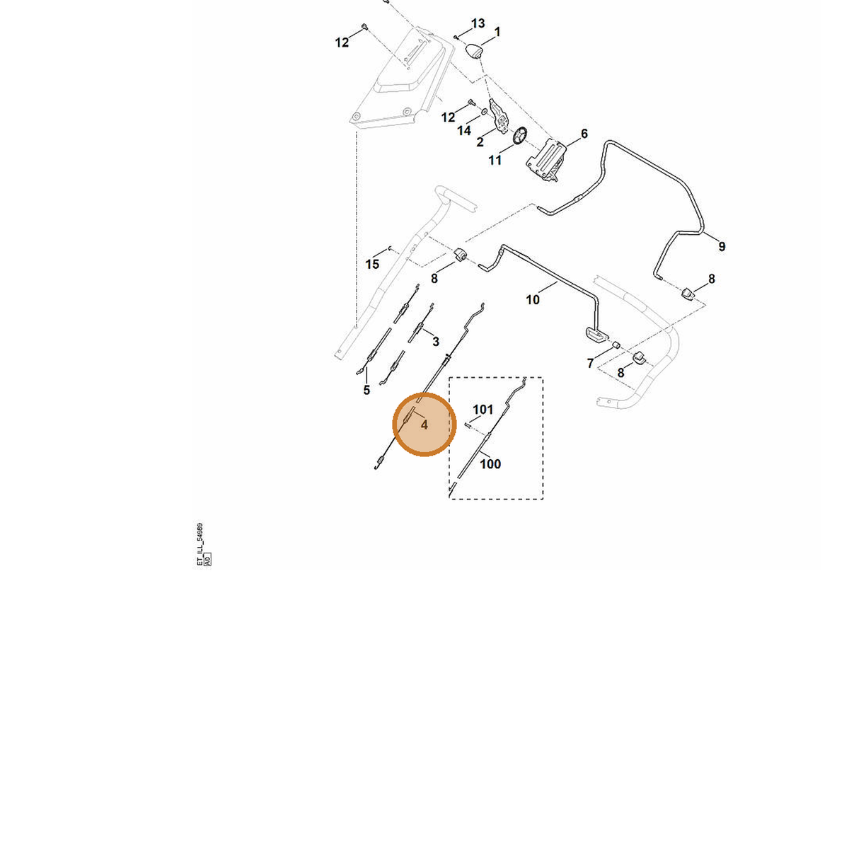 STIHL part 6374-700-7511 — IPL diagram snippet (6x zoom, amber highlight)