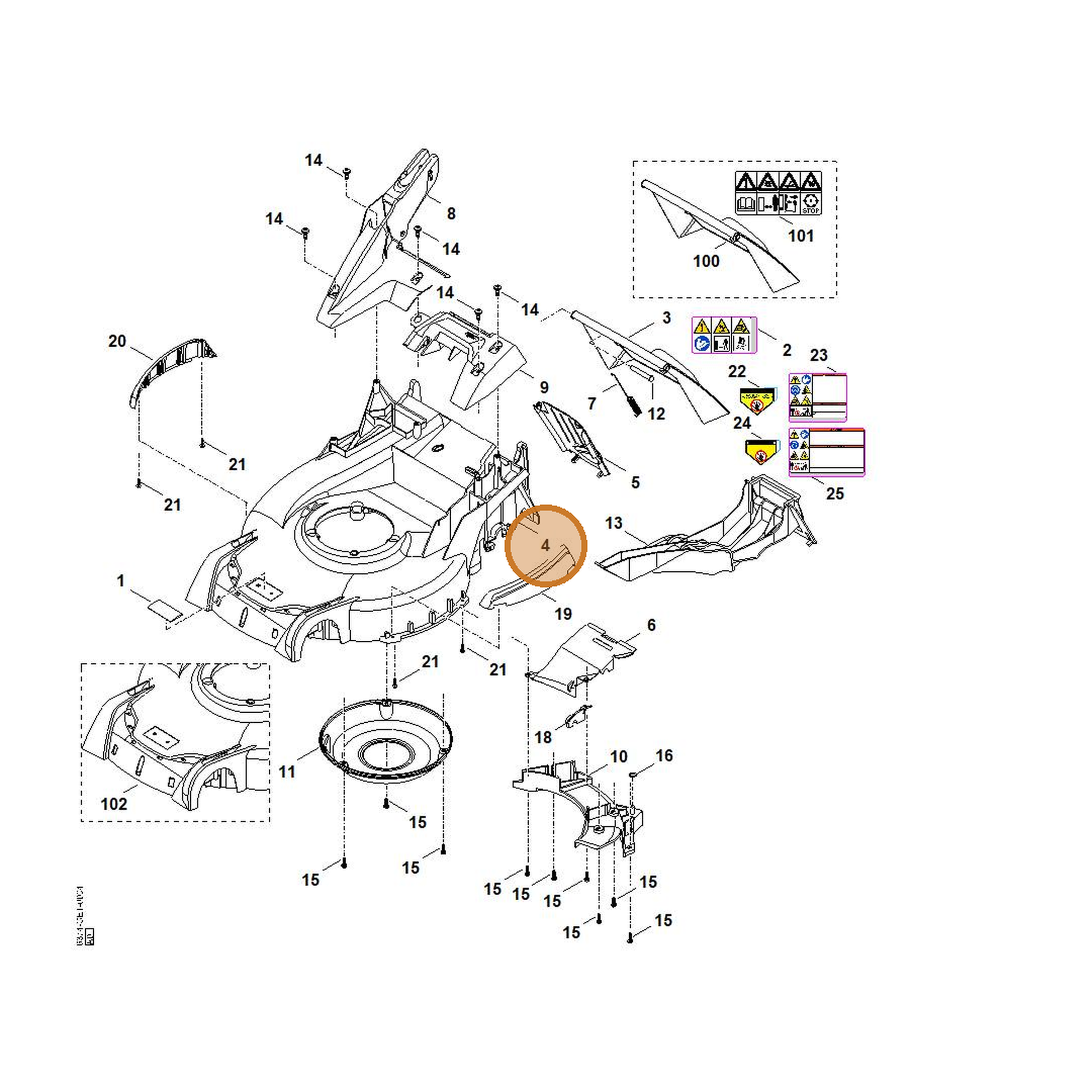 STIHL part 6374-700-8502 — IPL diagram snippet (6x zoom, amber highlight)