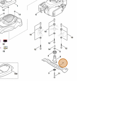 STIHL part 6374-702-0100 — IPL diagram snippet (6x zoom, amber highlight)