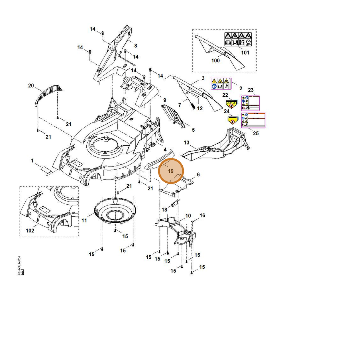 STIHL part 6374-706-7300 — IPL diagram snippet (6x zoom, amber highlight)