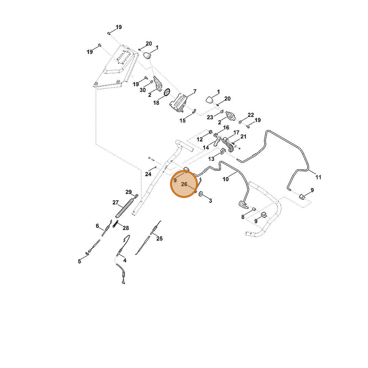 STIHL part 6374-764-2000 — IPL diagram snippet (6x zoom, amber highlight)