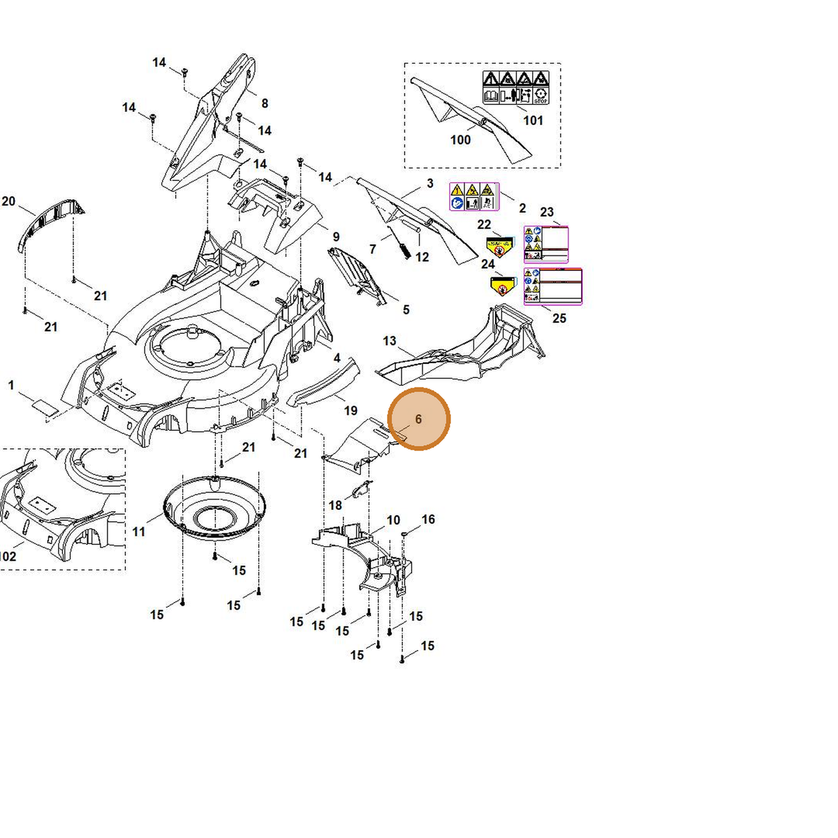 STIHL part 6374-780-4400 — IPL diagram snippet (6x zoom, amber highlight)