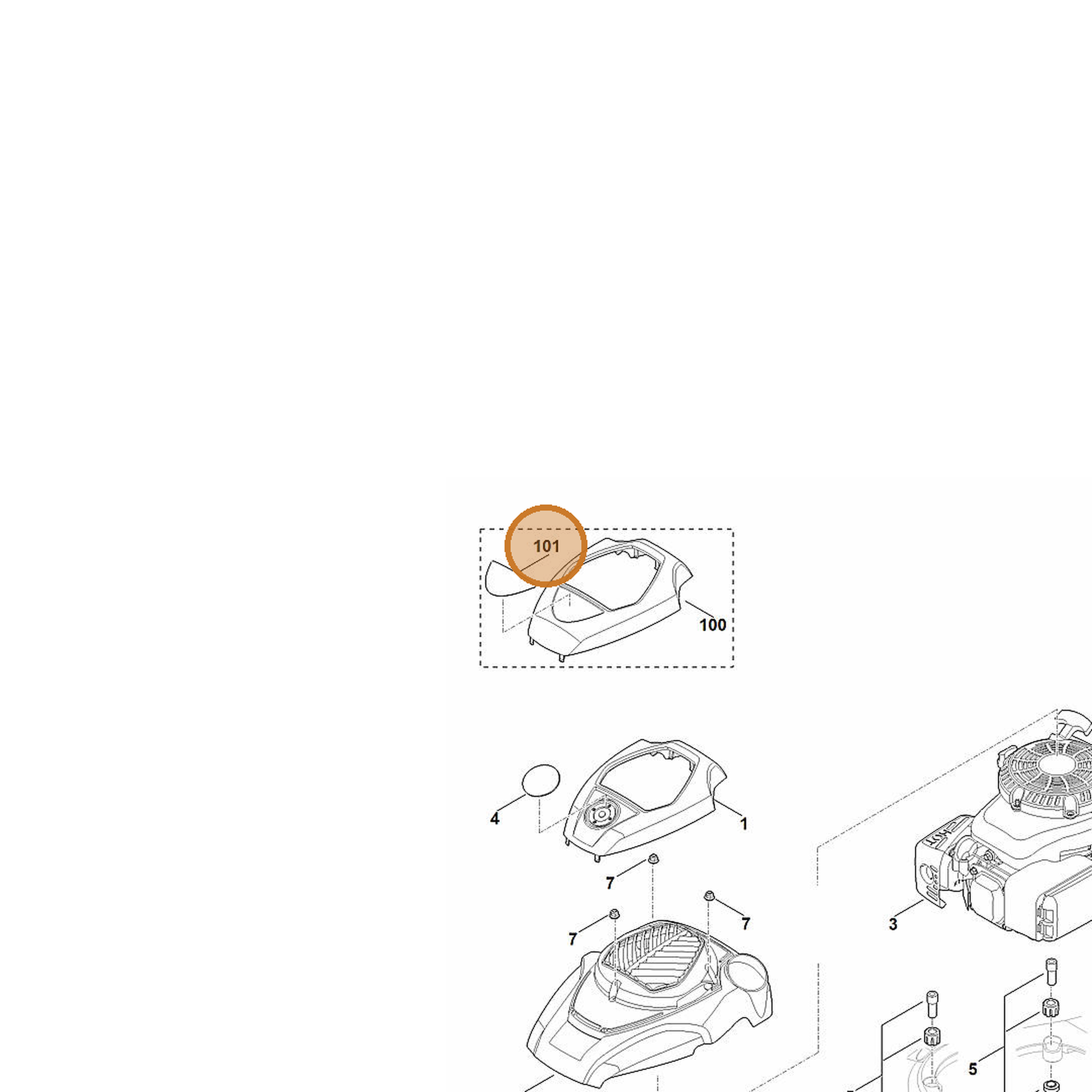 STIHL part 6374-967-1511 — IPL diagram snippet (6x zoom, amber highlight)