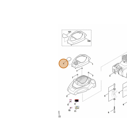 STIHL part 6374-967-1512 — IPL diagram snippet (6x zoom, amber highlight)