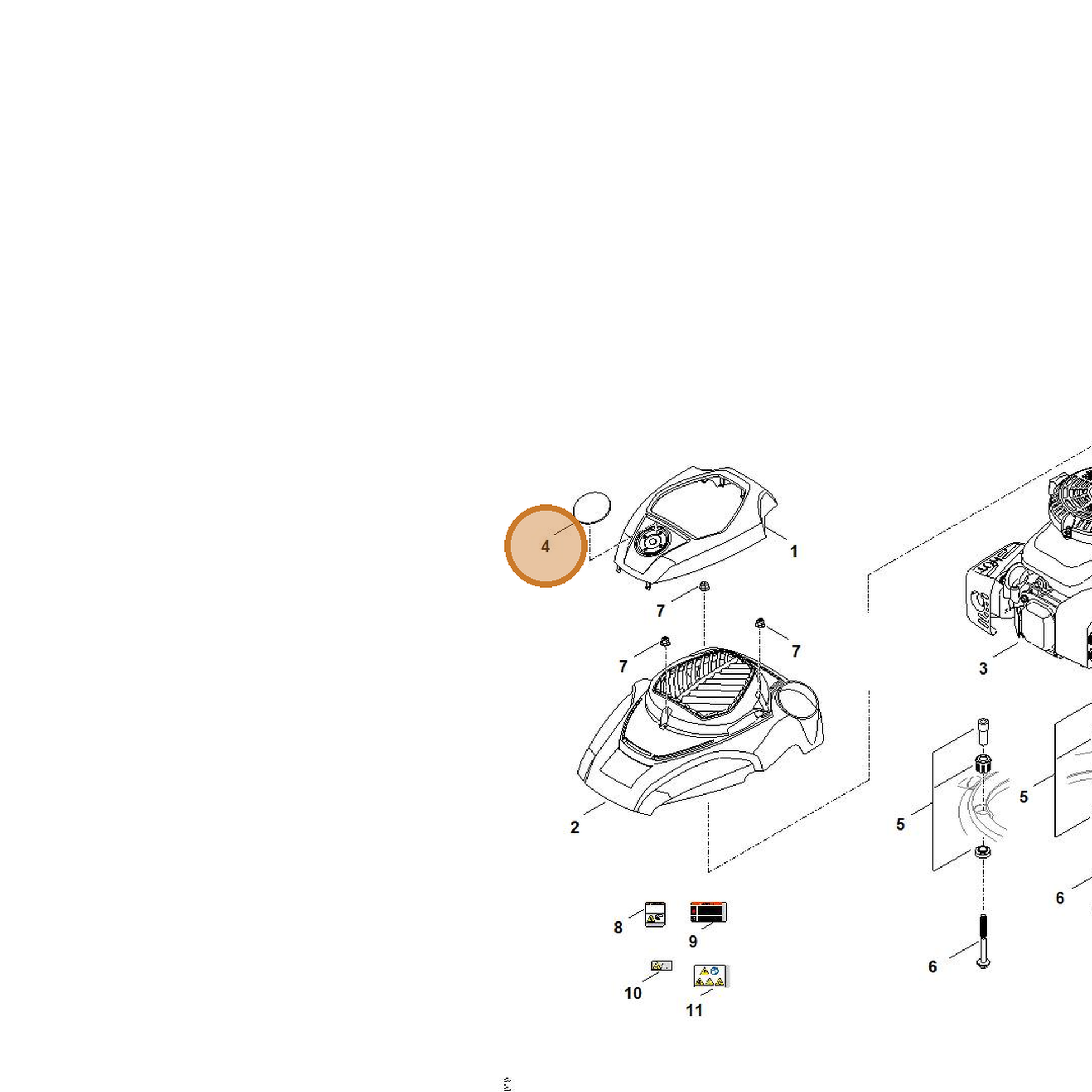 STIHL part 6374-967-1531 — IPL diagram snippet (6x zoom, amber highlight)