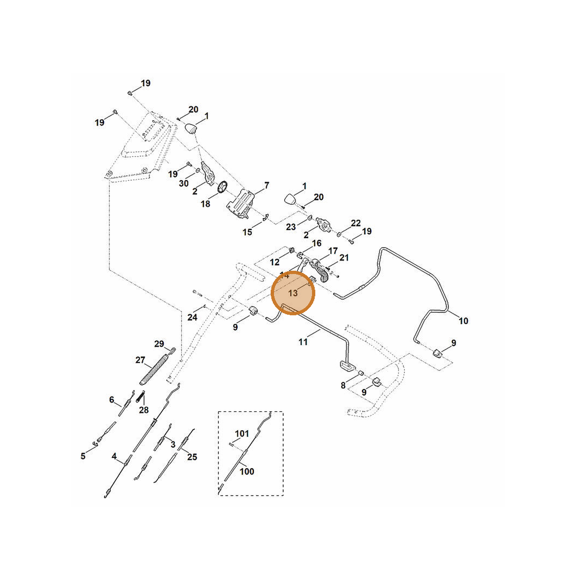 STIHL part 6375-162-6700 — IPL diagram snippet (6x zoom, amber highlight)