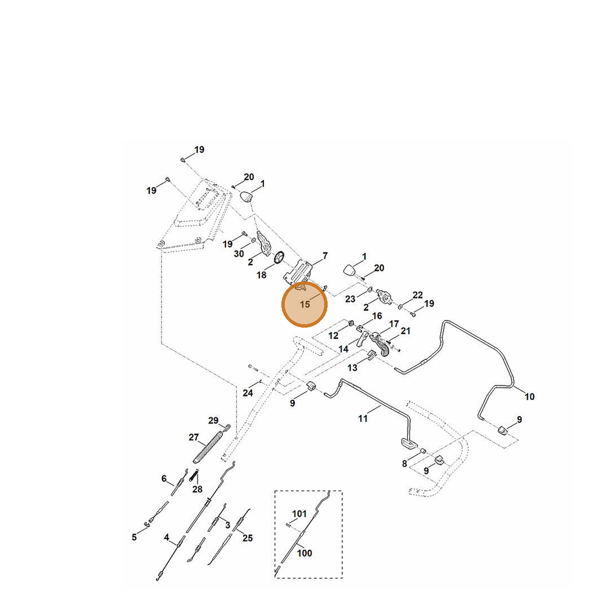 STIHL part 6375-182-4600 — IPL diagram snippet (6x zoom, amber highlight)