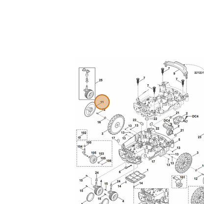 STIHL part 6375-704-0311 — IPL diagram snippet (6x zoom, amber highlight)