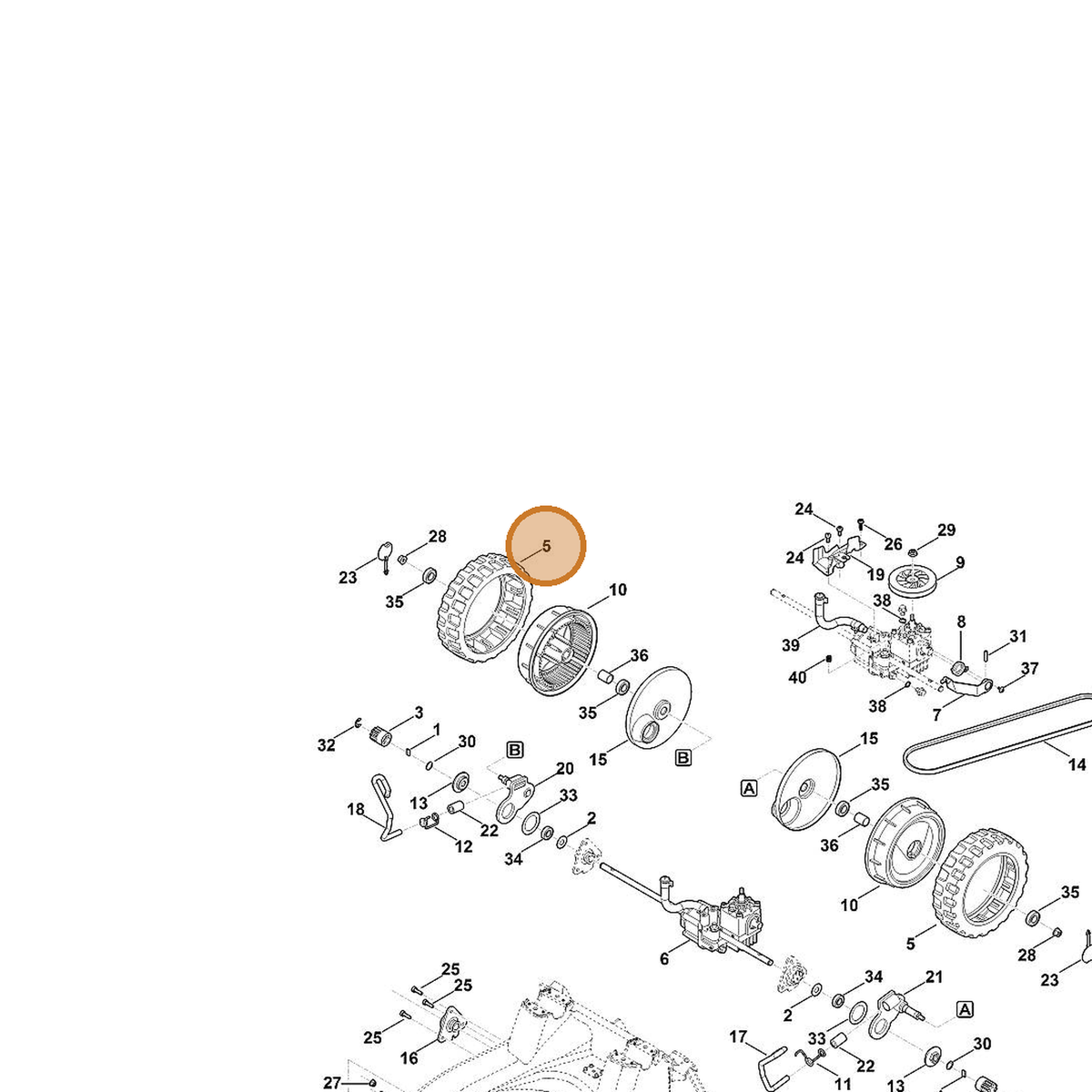STIHL part 6375-704-9500 — IPL diagram snippet (6x zoom, amber highlight)