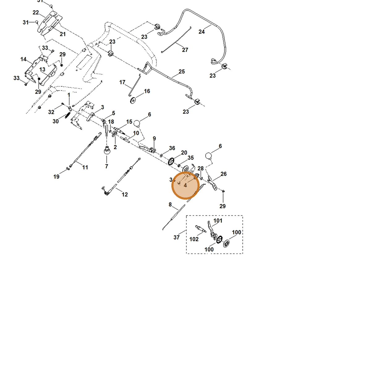 STIHL part 6375-708-6220 — IPL diagram snippet (6x zoom, amber highlight)