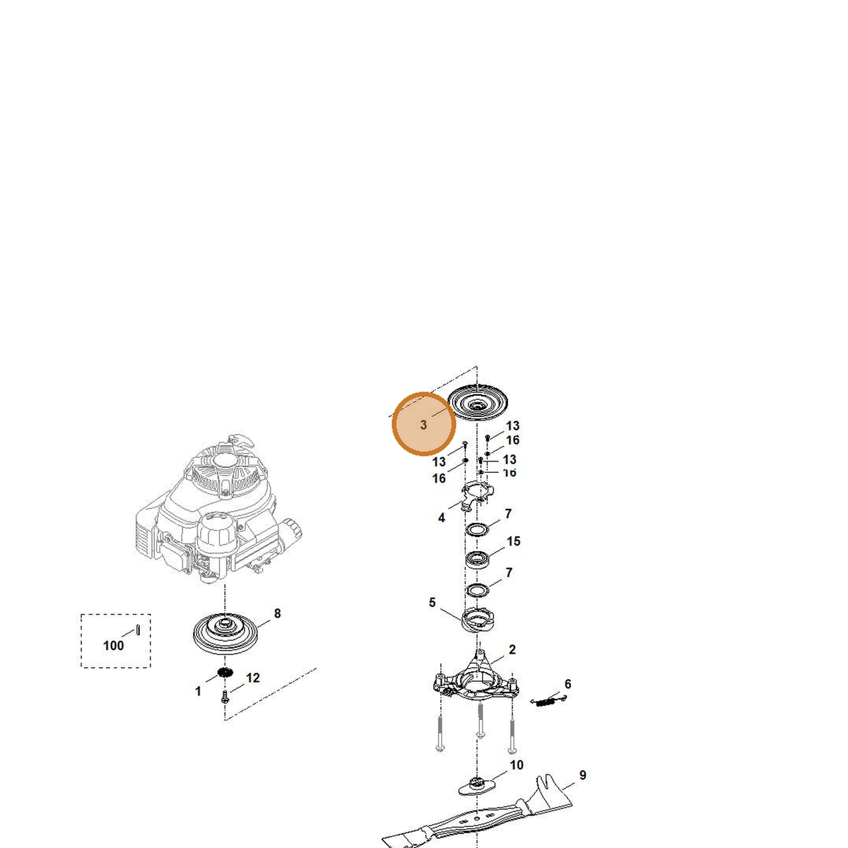STIHL part 6378-160-2901 — IPL diagram snippet (6x zoom, amber highlight)