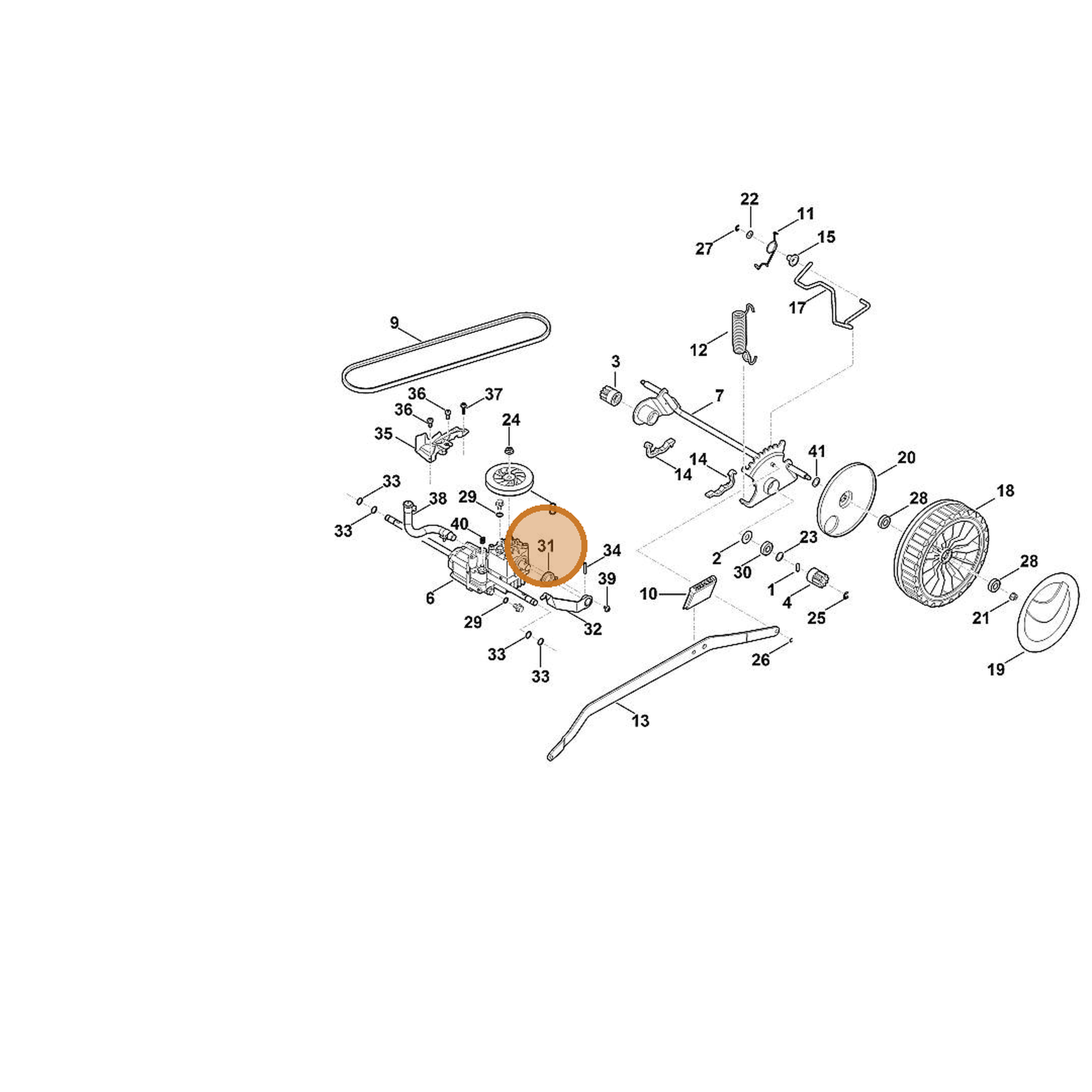 STIHL part 6378-641-3102 — IPL diagram snippet (6x zoom, amber highlight)
