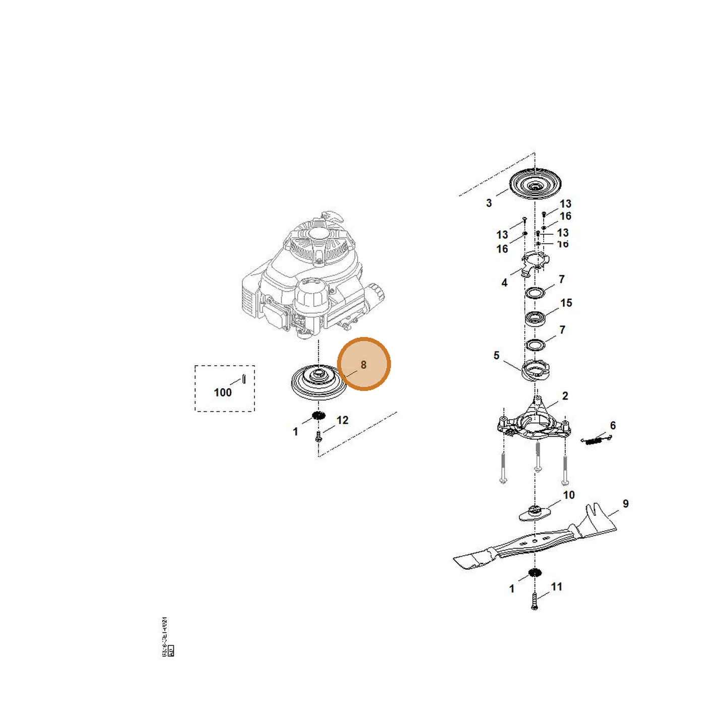 STIHL part 6378-700-2501 — IPL diagram snippet (6x zoom, amber highlight)
