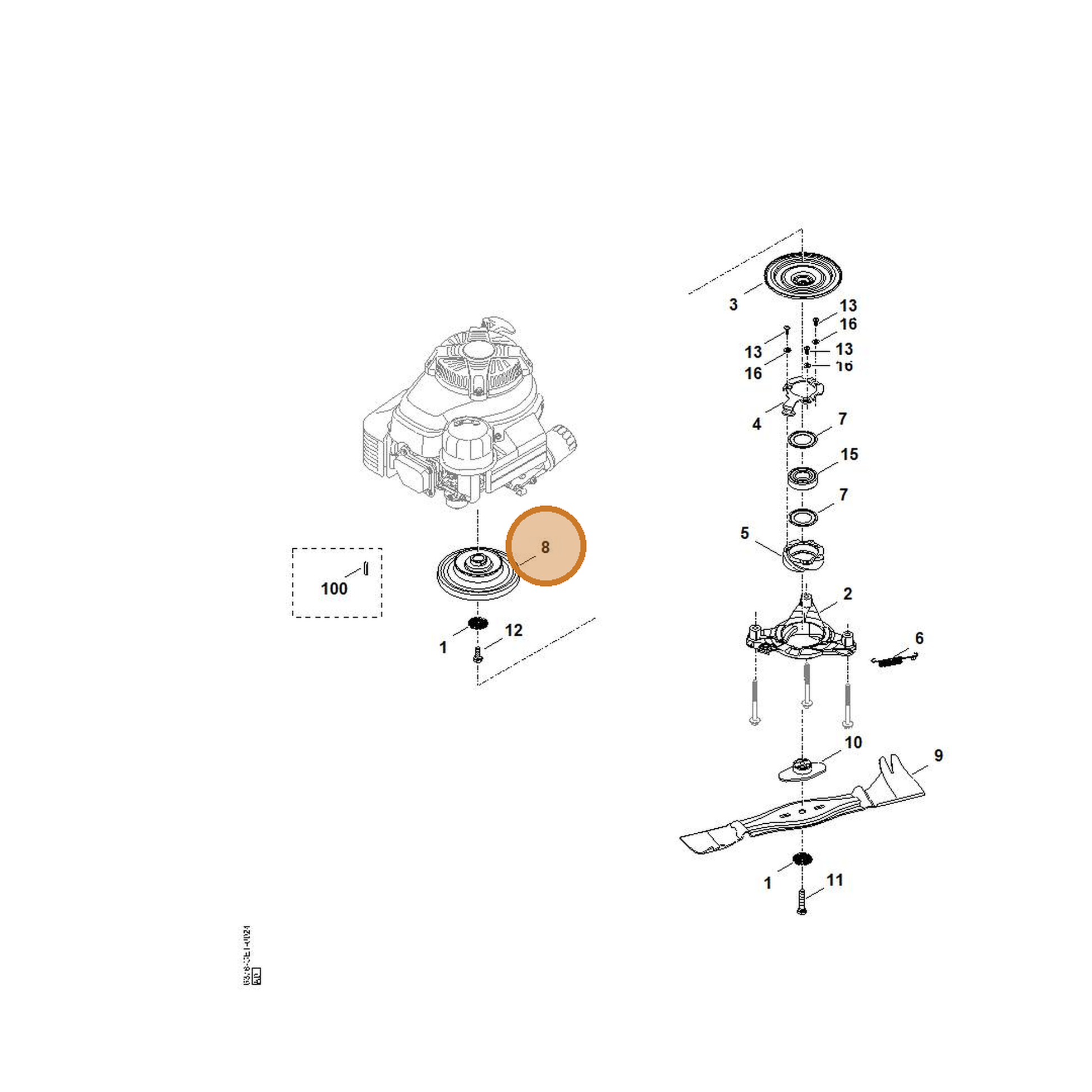 STIHL part 6378-700-2501 — IPL diagram snippet (6x zoom, amber highlight)