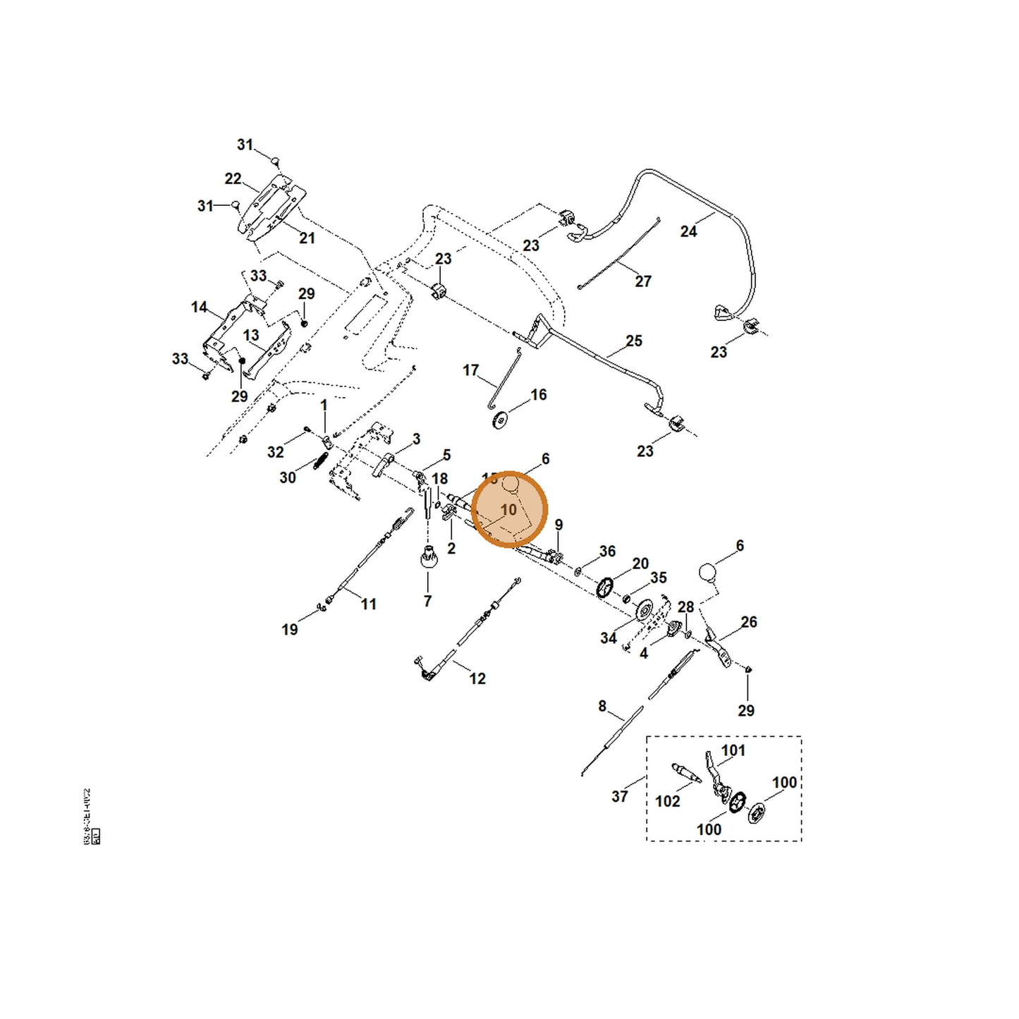 STIHL part 6378-700-6701 — IPL diagram snippet (6x zoom, amber highlight)