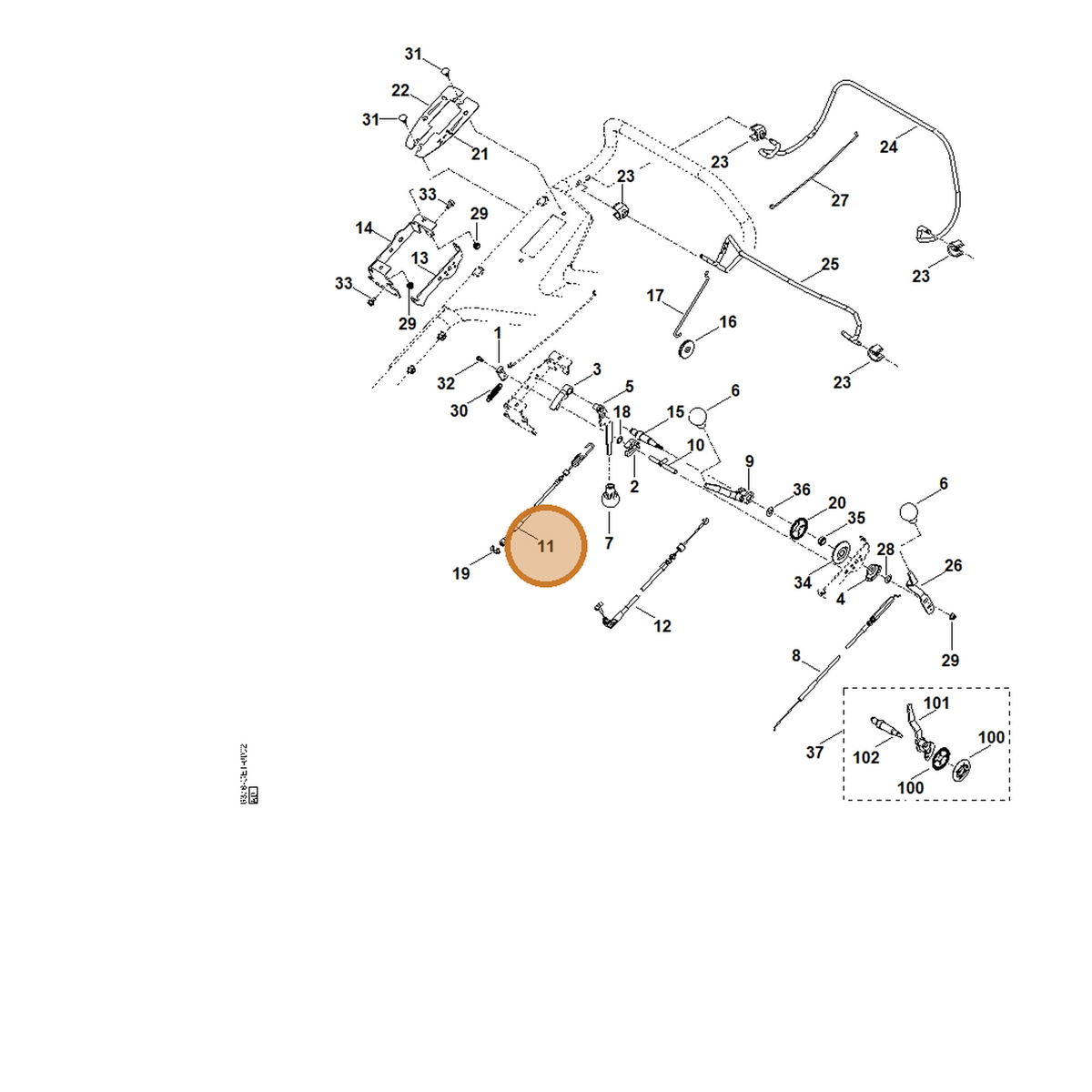 STIHL part 6378-700-7521 — IPL diagram snippet (6x zoom, amber highlight)