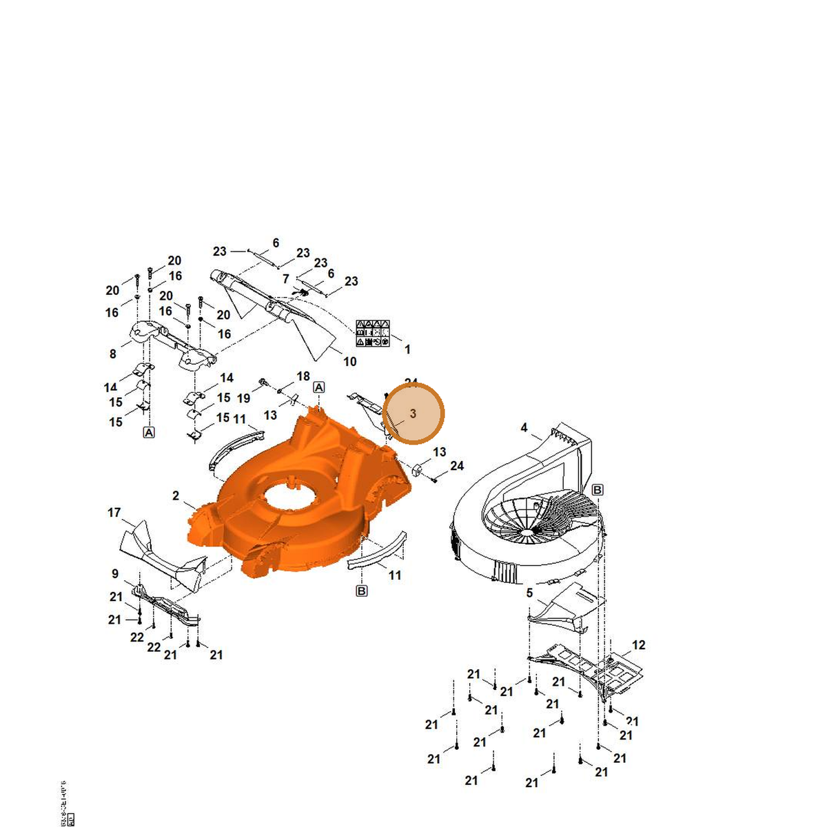 STIHL part 6378-701-3601 — IPL diagram snippet (6x zoom, amber highlight)