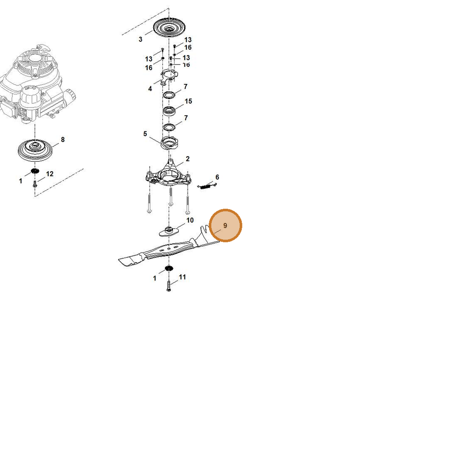 STIHL part 6378-702-0100 — IPL diagram snippet (6x zoom, amber highlight)